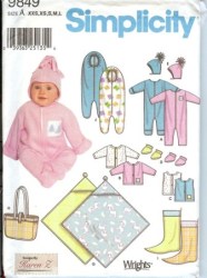 9849 SIMP BABY HAT,ROMPER,VEST,JKT,BLANKET PATTERN